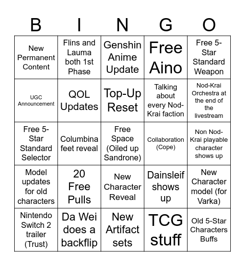 I'm lunar blooming Bingo Card