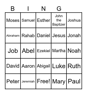 BIBLE Bingo Card