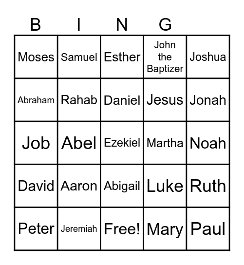 BIBLE Bingo Card