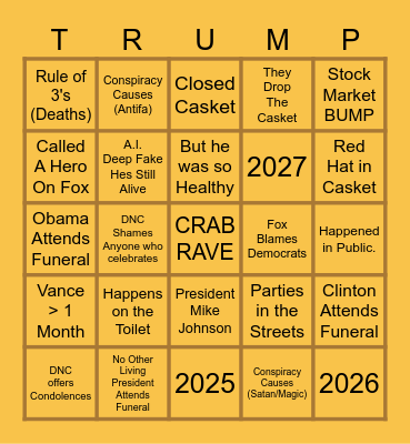 Fascist Power Vacuum Bingo Card