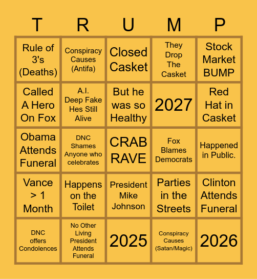 Fascist Power Vacuum Bingo Card