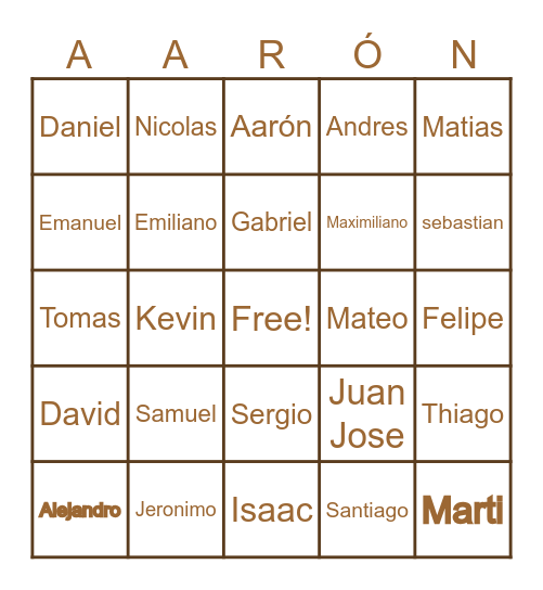 Bingo del BEBE Bingo Card
