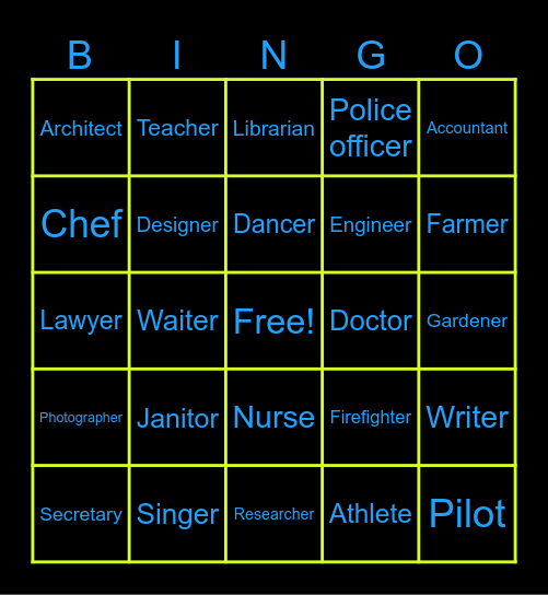 Jobs Bingo Card
