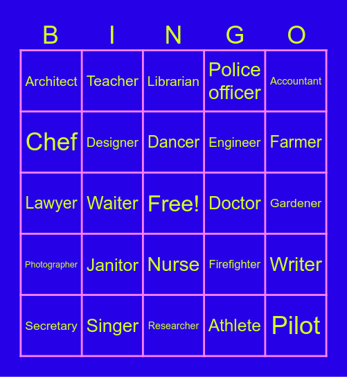 Jobs Bingo Card
