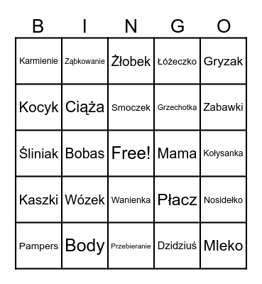 Baby Shower Bingo Card