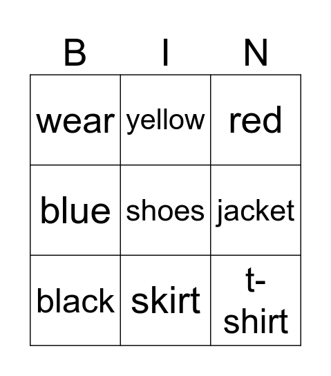 Unit 3 Bingo Card