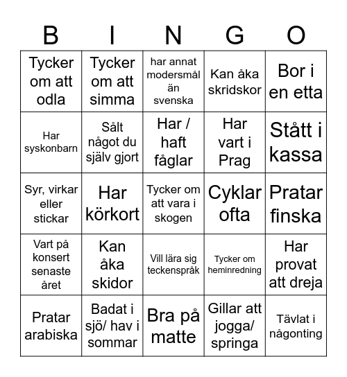 Hitta någon som Bingo Card