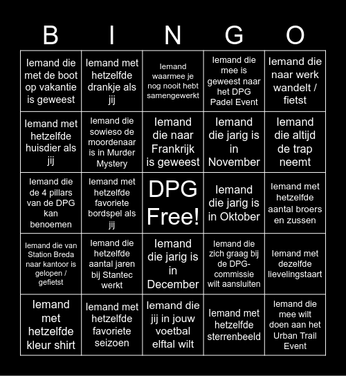 Zoek Bingo Card