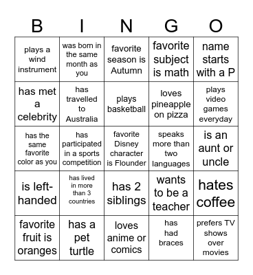 Someone who/whose... Bingo Card