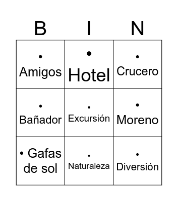 Bingo del verano Bingo Card