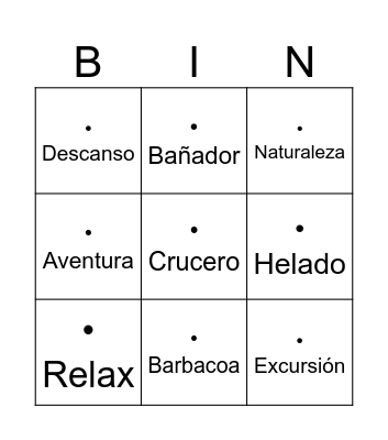 Bingo de verano Bingo Card