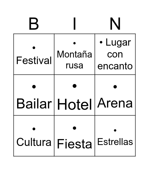 Bingo de verano Bingo Card