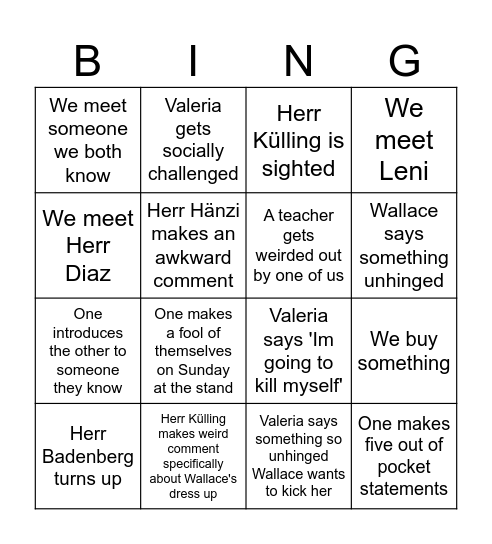 Römerfestbingo Card