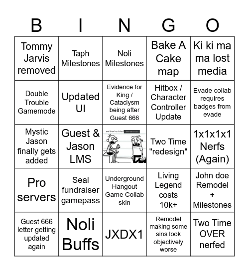SLASHER UPDATE BINGO Card