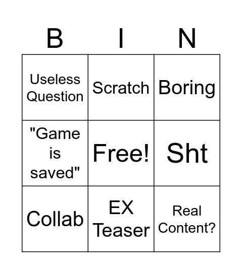 Headline Bingo Card