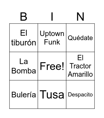 Bingo musical Bingo Card