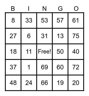 Ruben Cabrera II Bingo Card