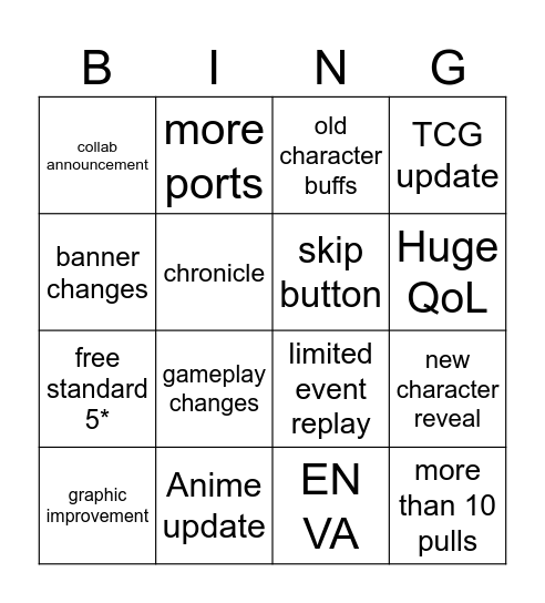 nod krai special program bingo Card