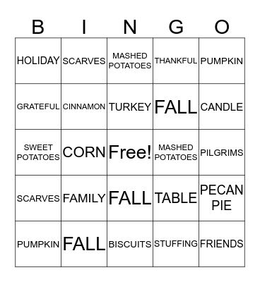 Thanksgiving Bingo Card