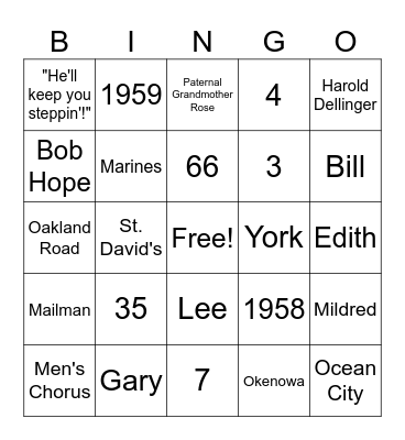 Grandpa's 90th Birthday Bingo Card