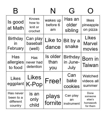 Find someone who... Bingo Card