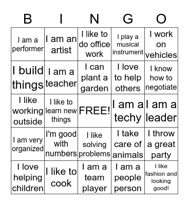 Career Bingo Card
