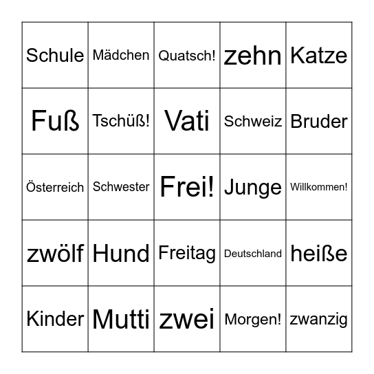 das Alphabet! Bingo Card