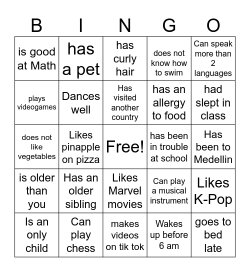 Find someone who... Bingo Card