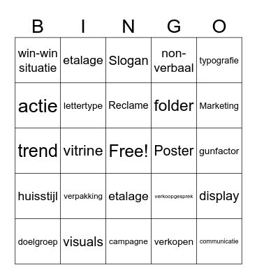 het vak PPV Bingo Card