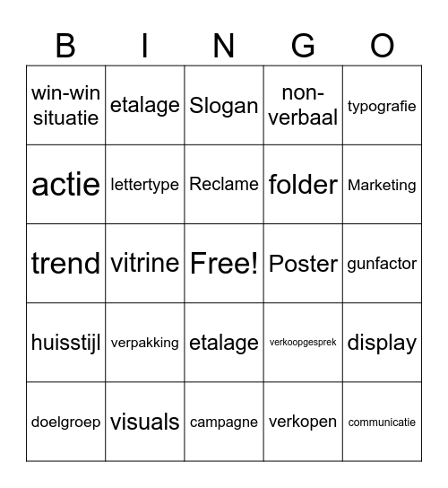 het vak PPV Bingo Card