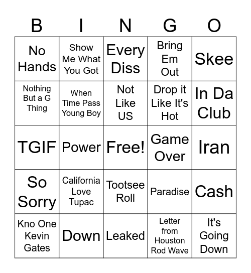 RAP BINGO Card