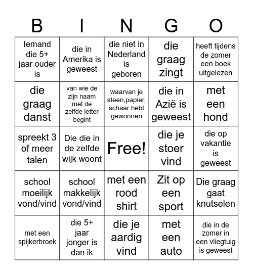 Kennis Making HB Bingo Card