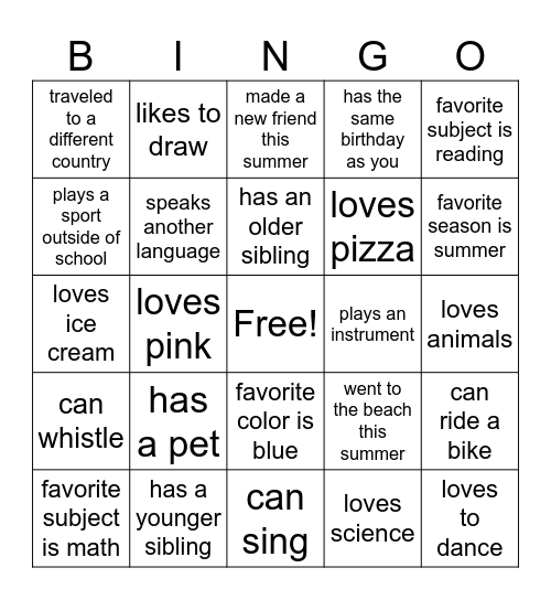 Back to School BINGO! Bingo Card