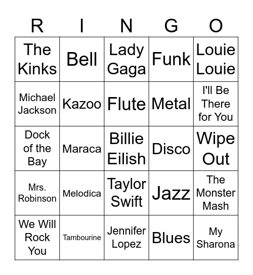 Retro, Instruments, New Music, Genres, One Hit Wonders Bingo Card