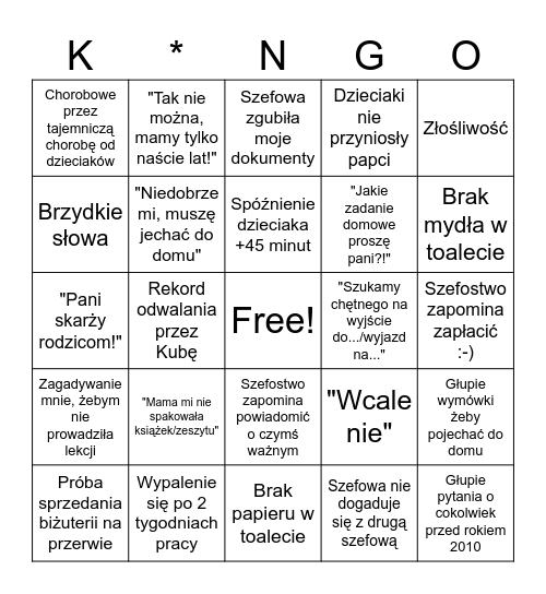ROK SZKOLNY 2025 Bingo Card