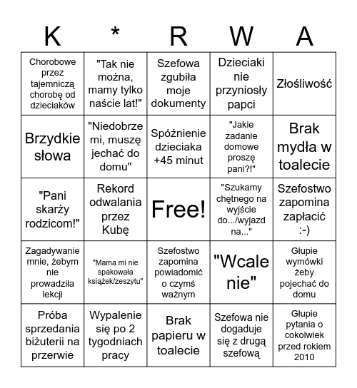 ROK SZKOLNY 2025 Bingo Card