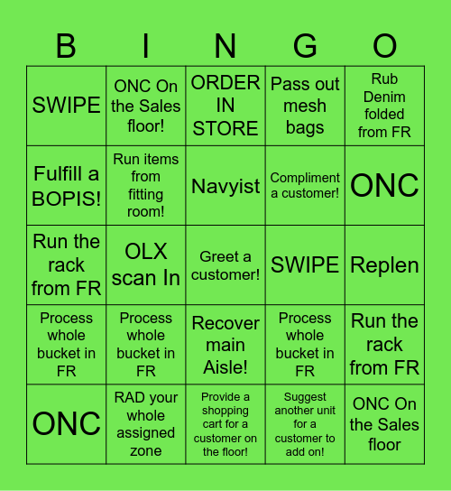 SalesFloor Bingo Card