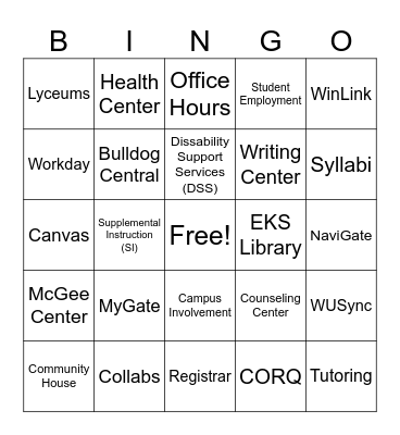 Wingate BINGO! Bingo Card