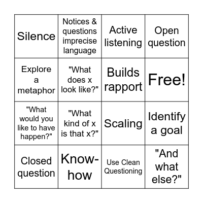 Conversation Skills Bingo Card