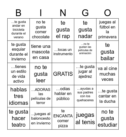 ¿Es que...? Bingo Card