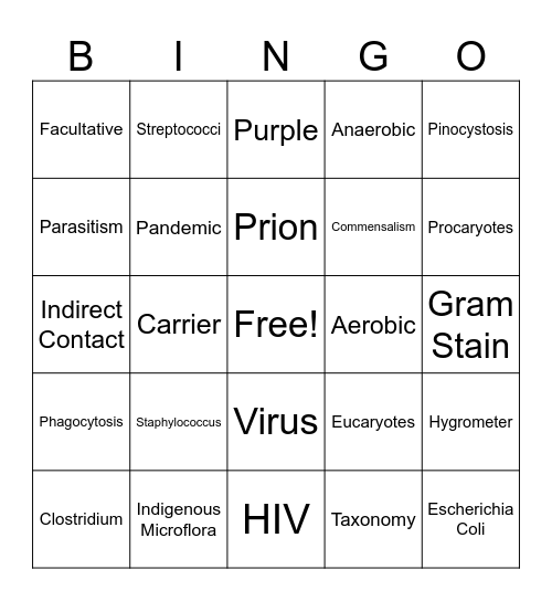 Microbiology CST Review Bingo Card