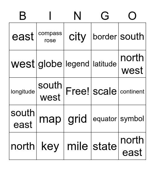 Map Bingo Card