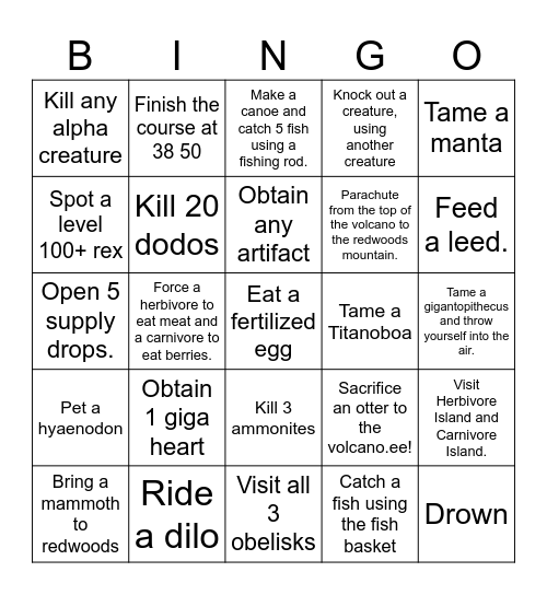 Ark Bingo Card