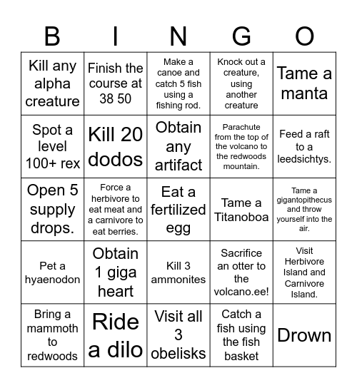 Ark Bingo Card