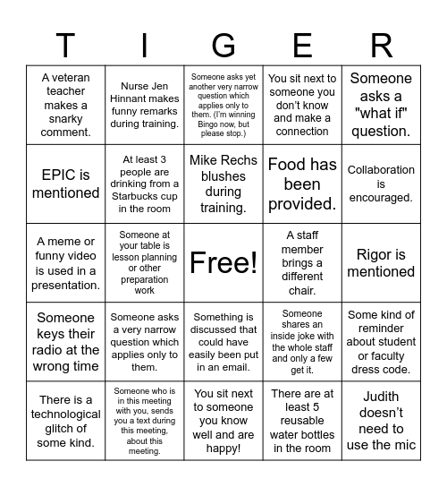 Staff BINGO - PD Day 8-29-25 Bingo Card