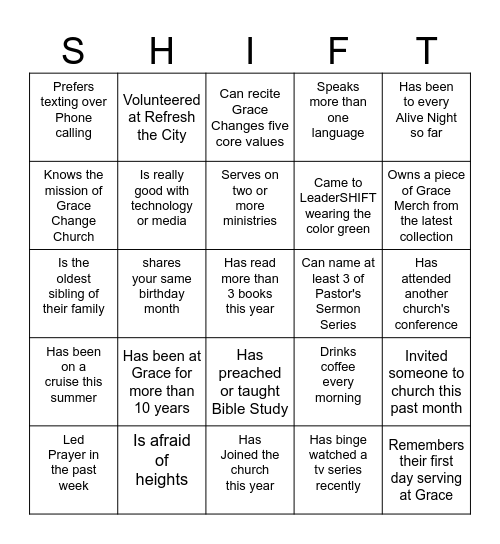 Find Someone Who Bingo Card