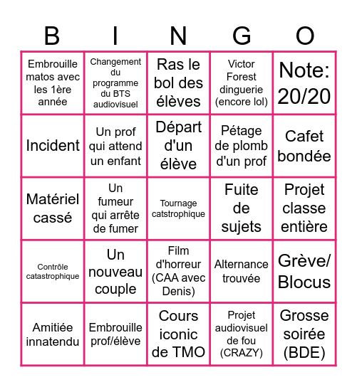 Bingo classe 2025-2026 Bingo Card
