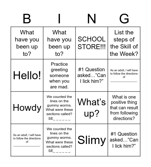 Earthworms 8/29/2025 Bingo Card