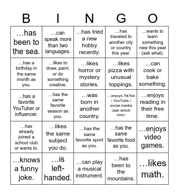 Find somebody who… Bingo Card