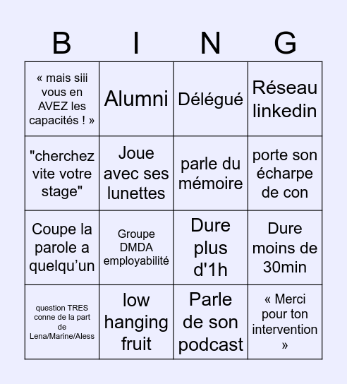 Bingo Jonquois Bingo Card